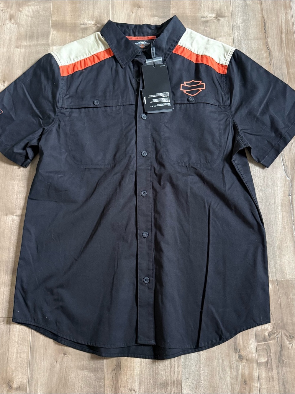 NEW Harley-Davidson Woven Shirt Black Vented Large Motorcycle Bowling Button Up